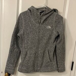 The North Face Womens Heather Gray  Fleece hooded Jacket